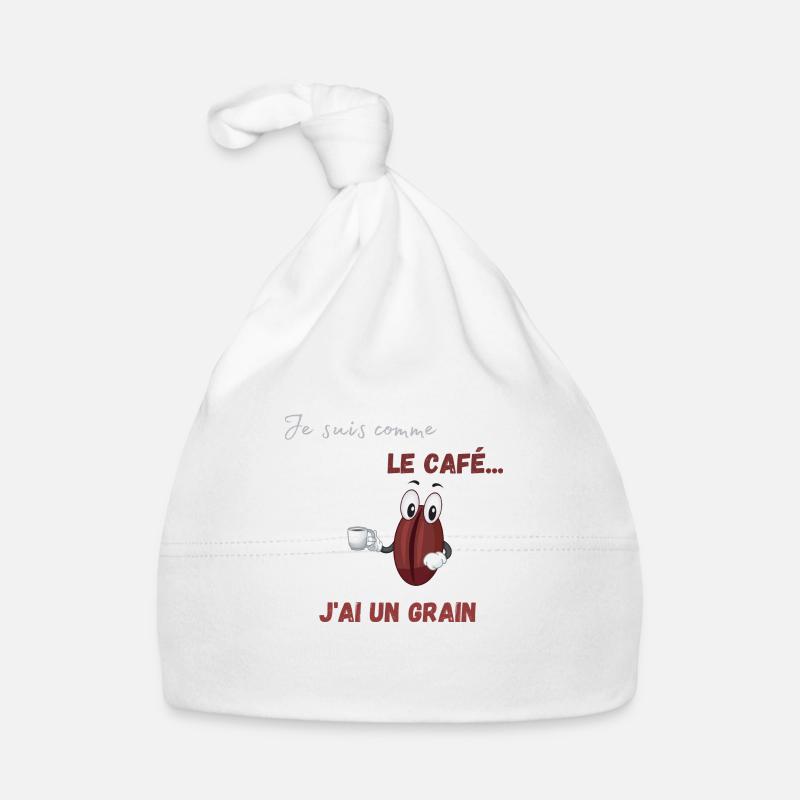Grain de café ou grain de folie - Bonnet bio Bébé - blanc