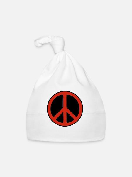 Peace rouge - Bonnet bio Bébé - blanc - Devant