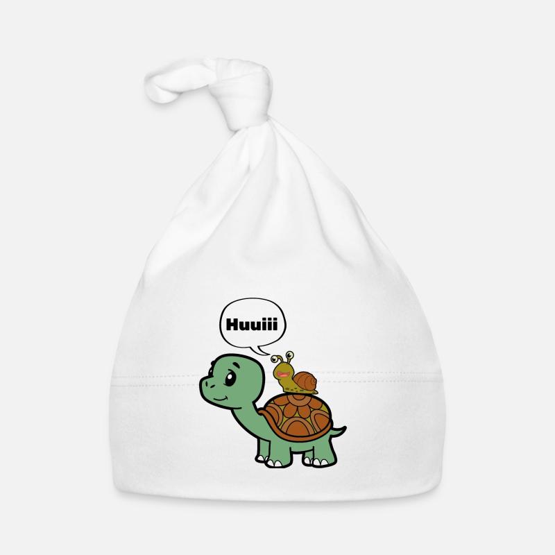 Funny snail on turtle Organic Baby Cap