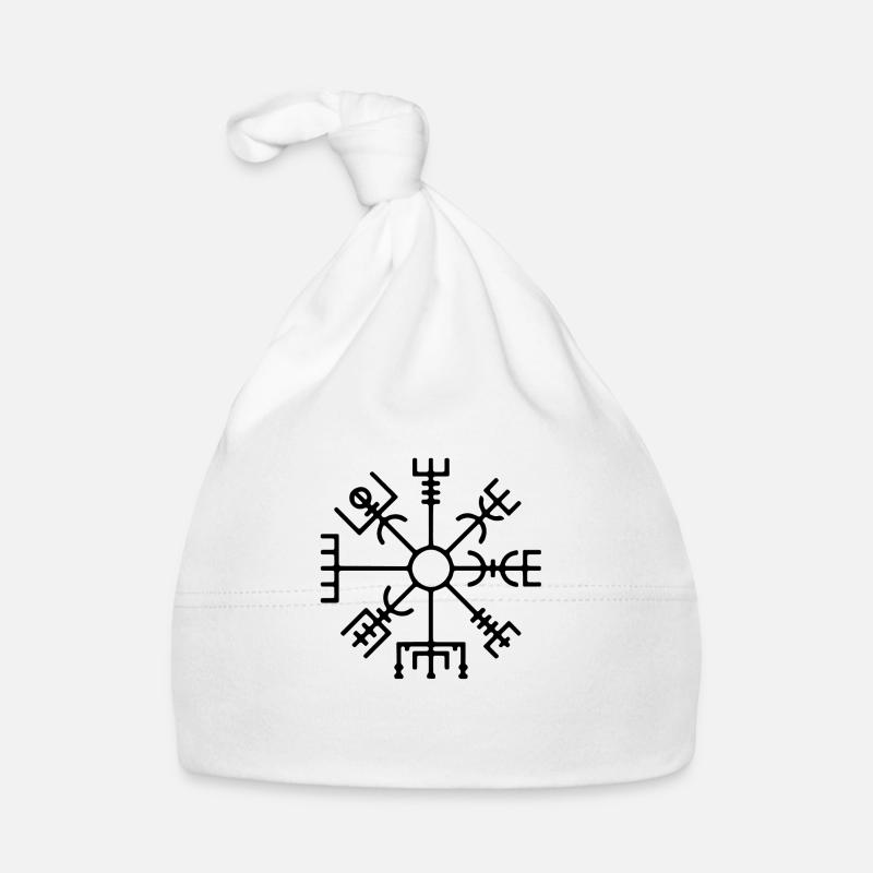Vegvisir Boussole Rune Vikinger - Bonnet bio Bébé - blanc