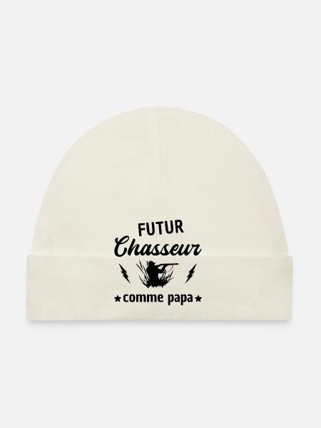 Futur chasseur comme papa - Bonnet bio Bébé - blanc - Devant