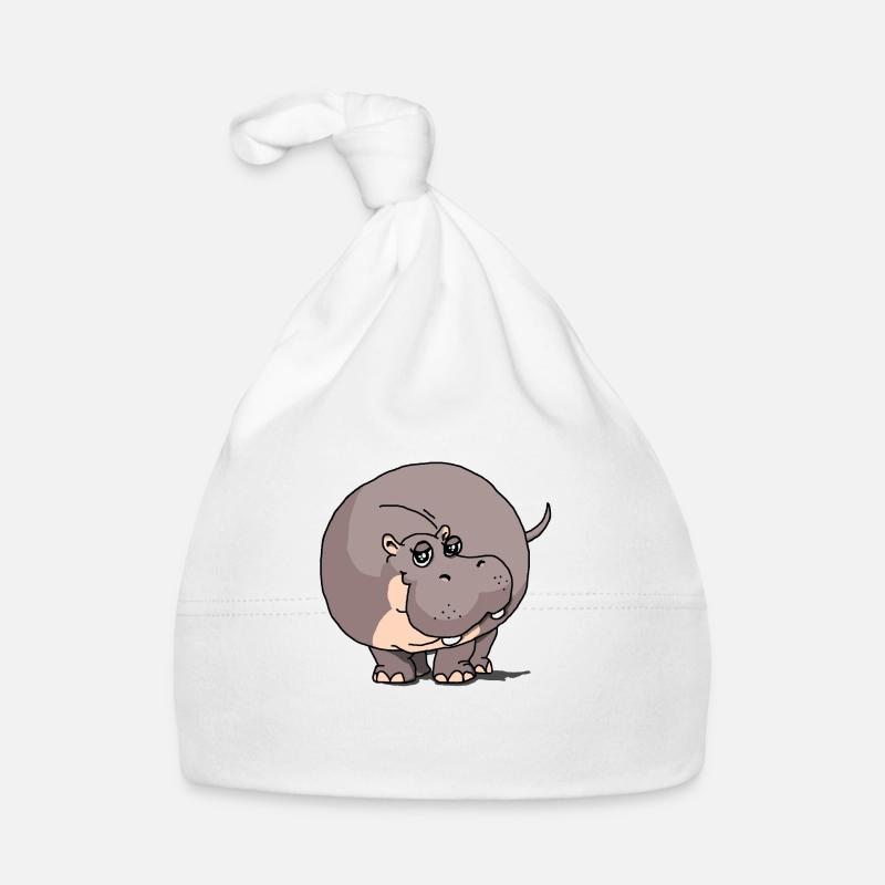 süßes Nilpferd - Baby Bio-Mütze - Weiß