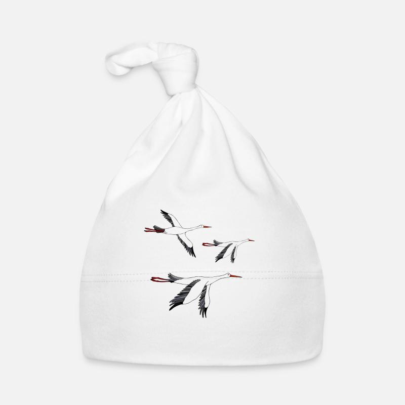Cigognes - Bonnet bio Bébé - blanc