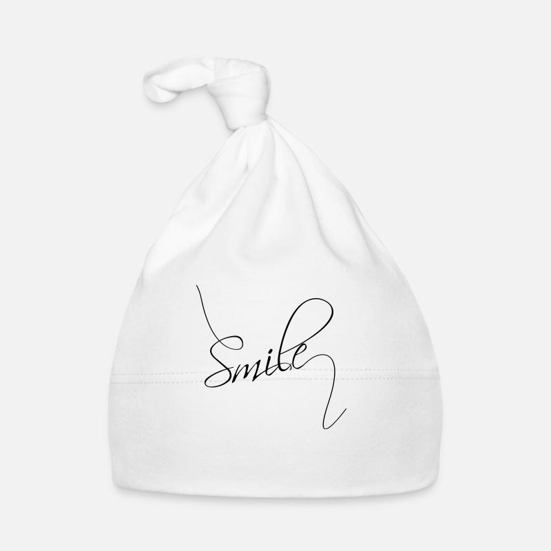 Smile | Lächeln | gute Laune Typografie Baby Bio-Mütze