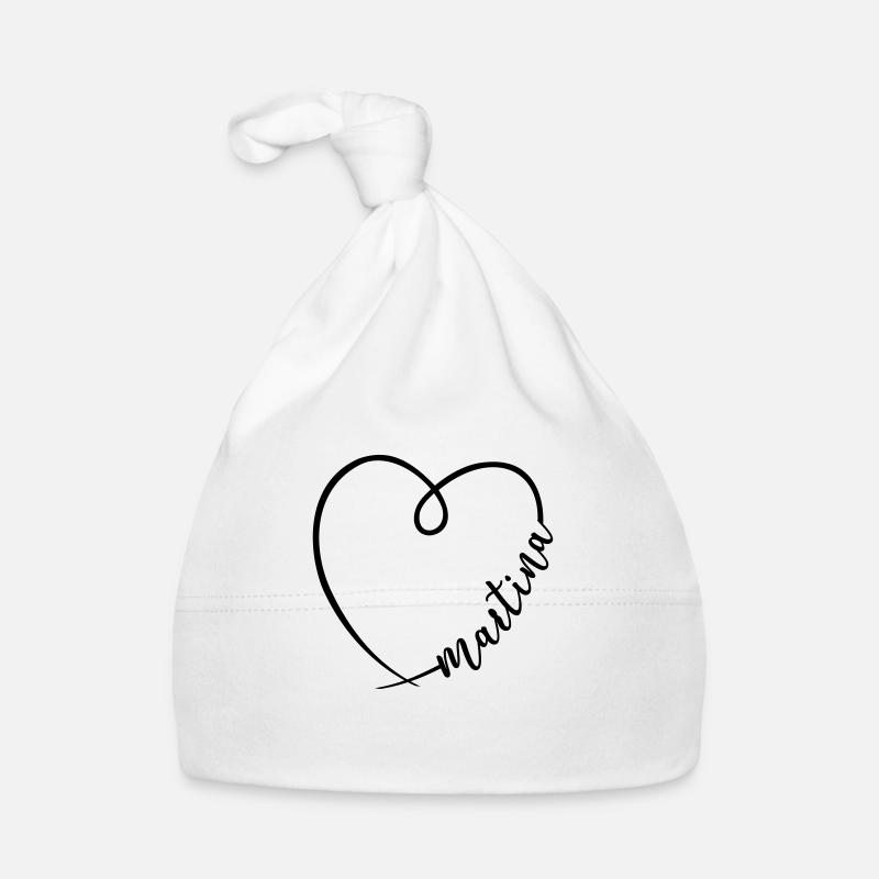 Martina Name First Name Heart Drawing Organic Baby Cap