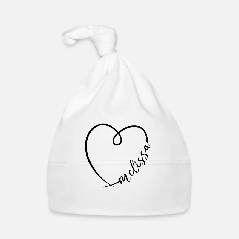 Melissa Name First Name Heart Drawing Organic Baby Cap