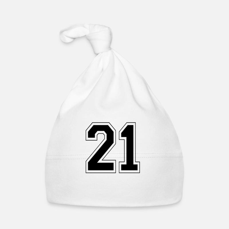 21 numéro de maillot de sport, 21 numéro de dos - Bonnet bio Bébé - blanc