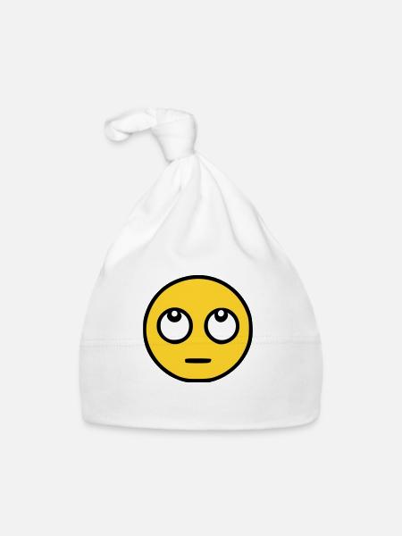 Emoji Eye Roll Sketch Color - Organic Baby Cap - white - Front