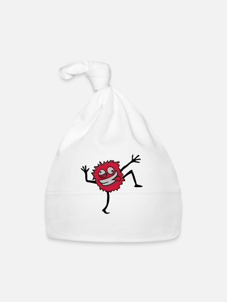 Dancing Hairy Monster - Organic Baby Cap - white - Front