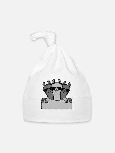Lamas Friends Team Shield - Organic Baby Cap - white - Front