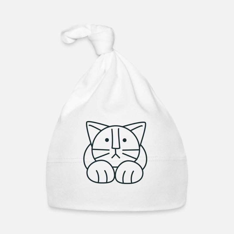 Chat mignon assis en avant sur des pattes avant Bonnet bio Bébé