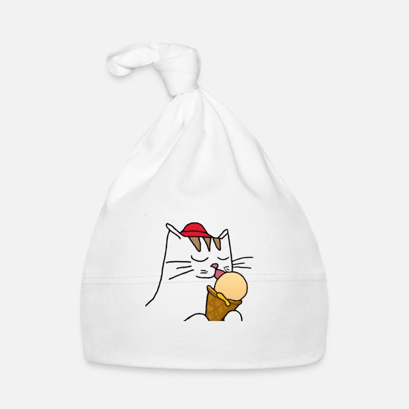 Cat with ice cream Organic Baby Cap
