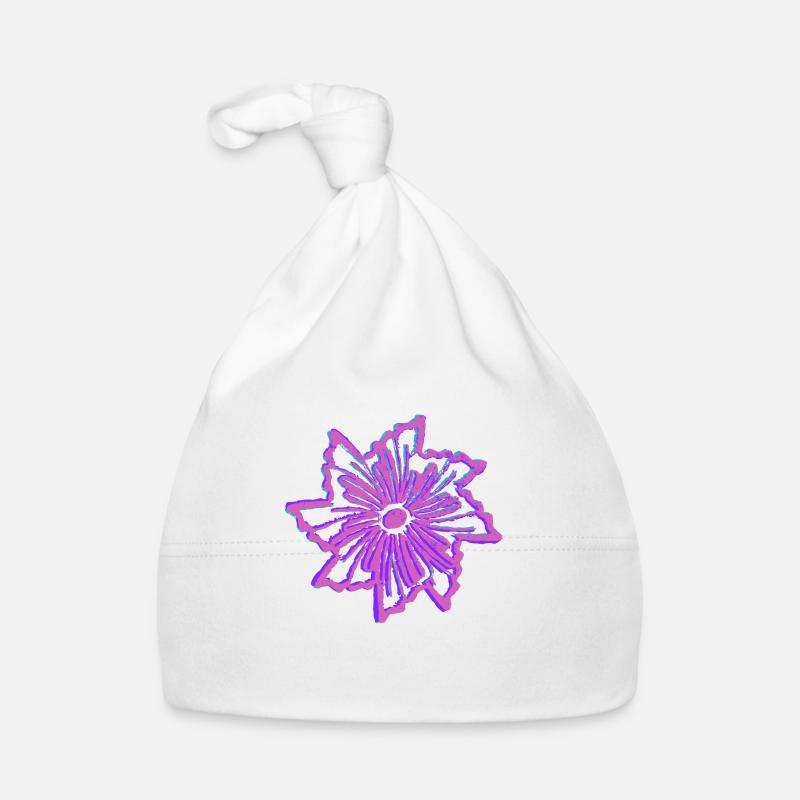 Blume - Baby Bio-Mütze - Weiß
