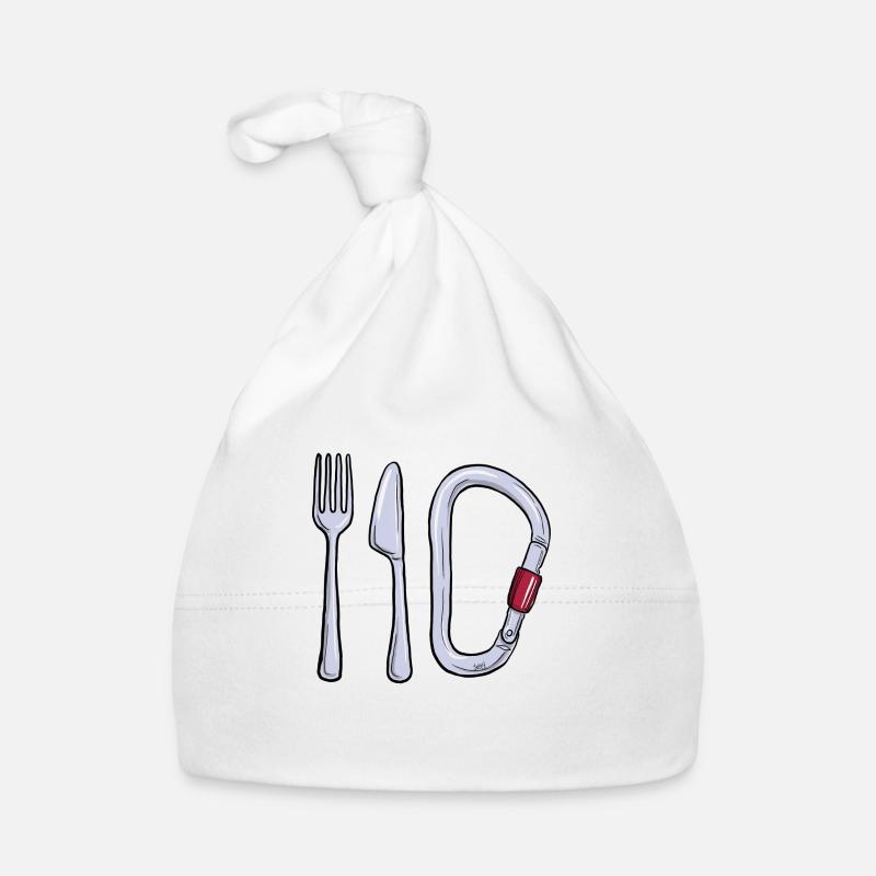 Messer, Gabel, Karabiner - Baby Bio-Mütze - Weiß