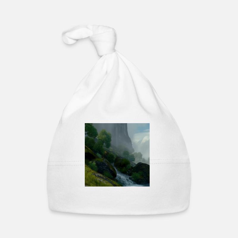 Beau paysage dans le brouillard - Bonnet bio Bébé - blanc