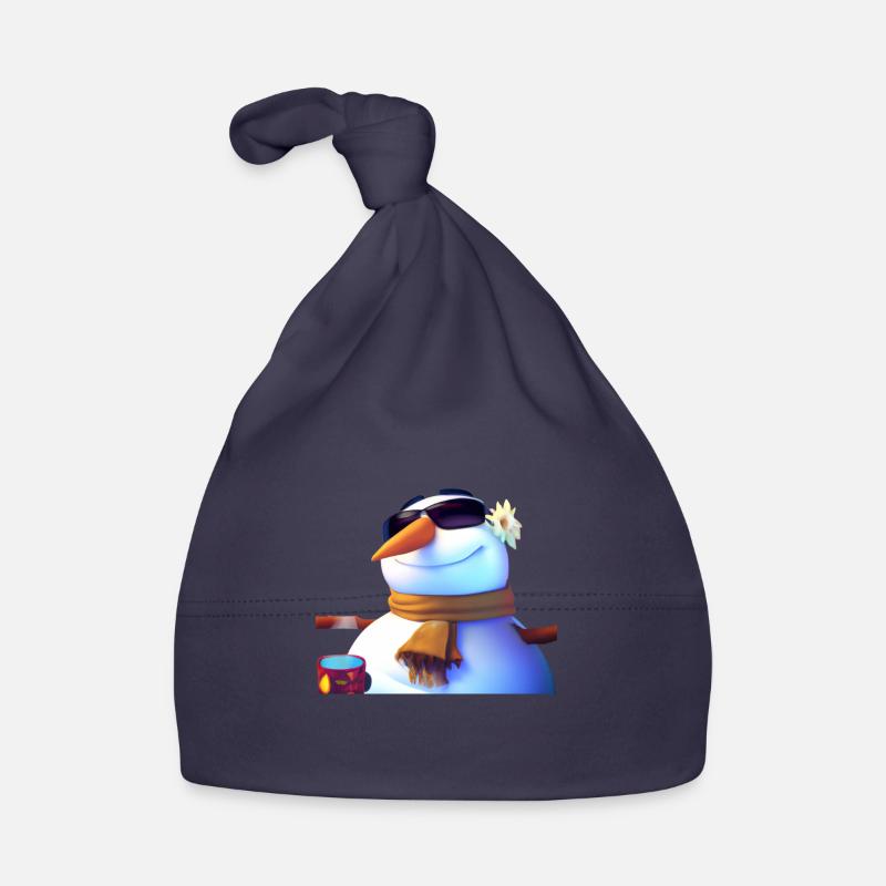 Schneemann mit Sonnenbrille Baby Bio-Mütze