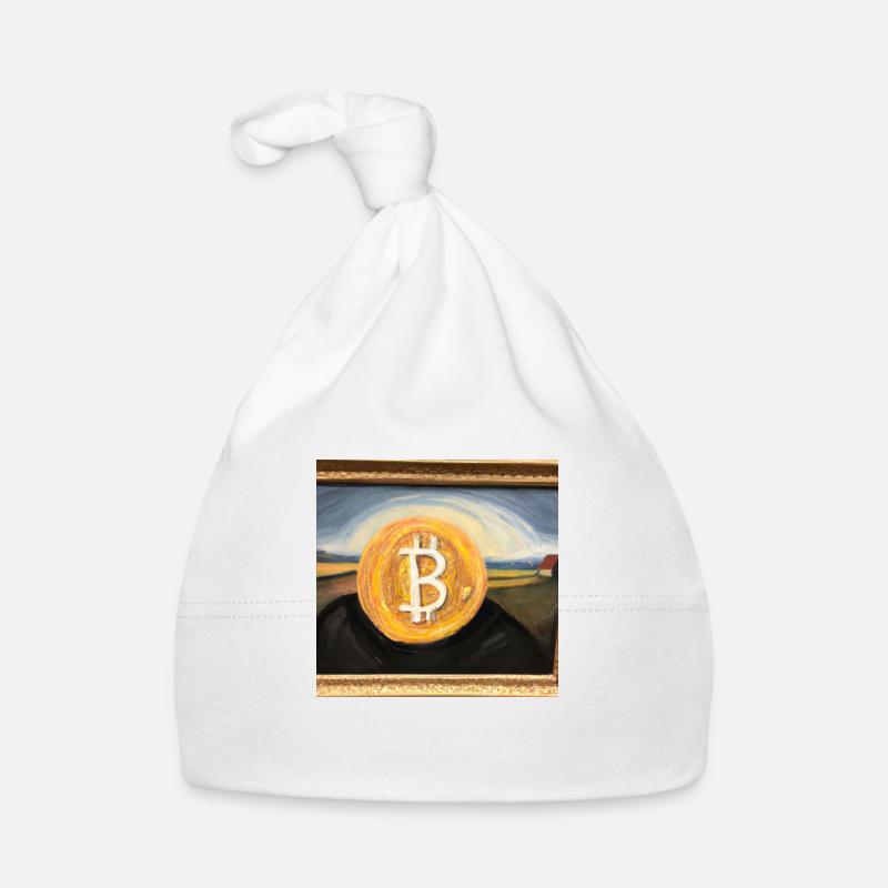 Bitcoin als Ölgemälde - Baby Bio-Mütze - Weiß