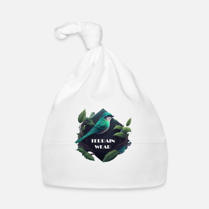 Conception de vêtements de terrain, Nature, Oiseau, Feuilles, Forêt Bonnet bio Bébé