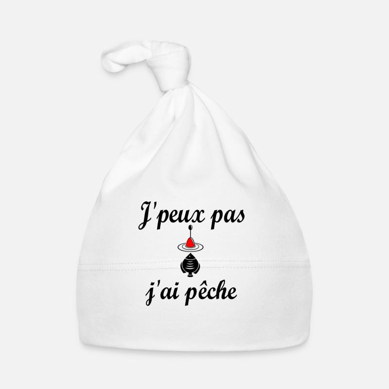 j peux pas j ai pêche - Bonnet bio Bébé - blanc