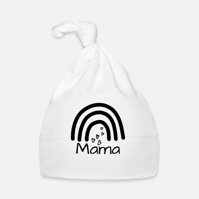 Mama, Mamaspruch mit Regenbogen und Herzchen Baby Bio-Mütze