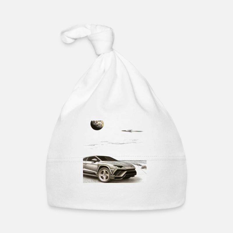 SUV sur la plage - Bonnet bio Bébé - blanc