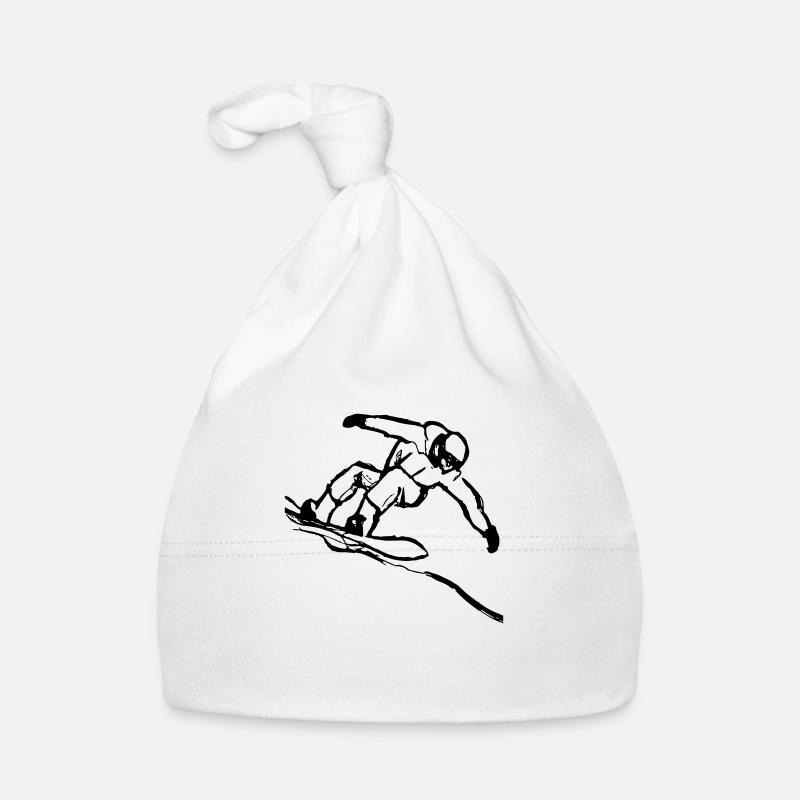 Handgezeichnete Skizze eines Snowboarders Baby Bio-Mütze
