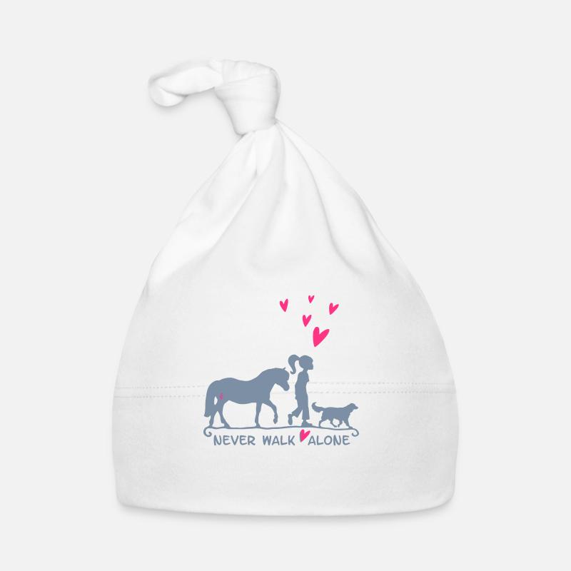 Neverwalkalone mit Pferd, Hund, Liebe - zweifarbig Baby Bio-Mütze