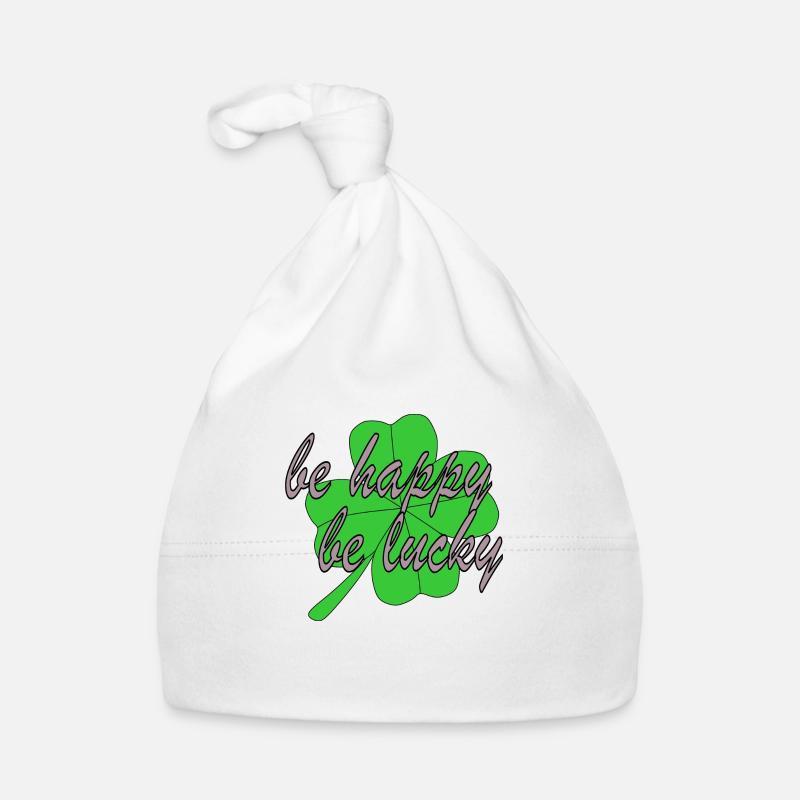 Four Leaf Clover Be Happy Be Lucky Organic Baby Cap