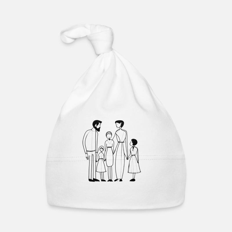 Une famille heureuse main dans la main Bonnet bio Bébé