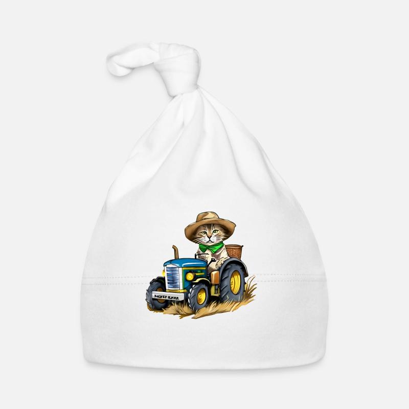 bauer katze - Baby Bio-Mütze - Weiß