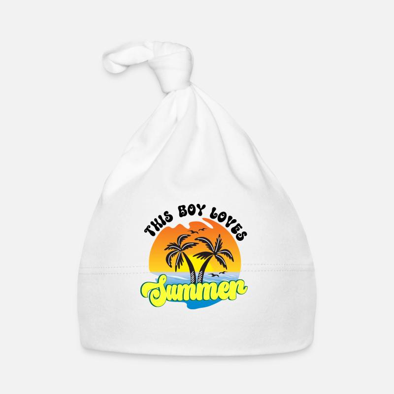 This boy loves summer - Organic Baby Cap - white