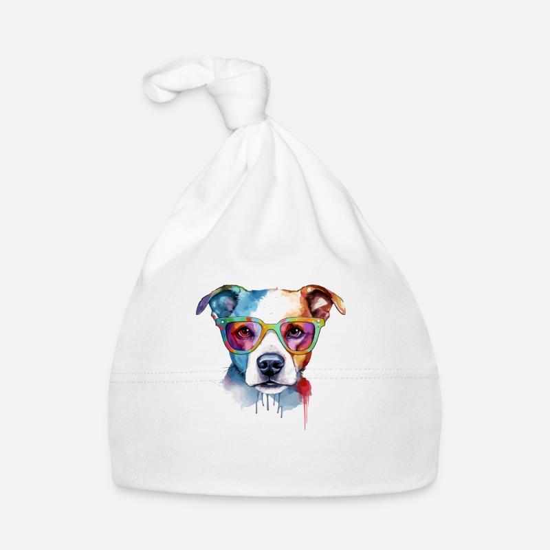 Rox le chien à lunettes - Bonnet bio Bébé - blanc