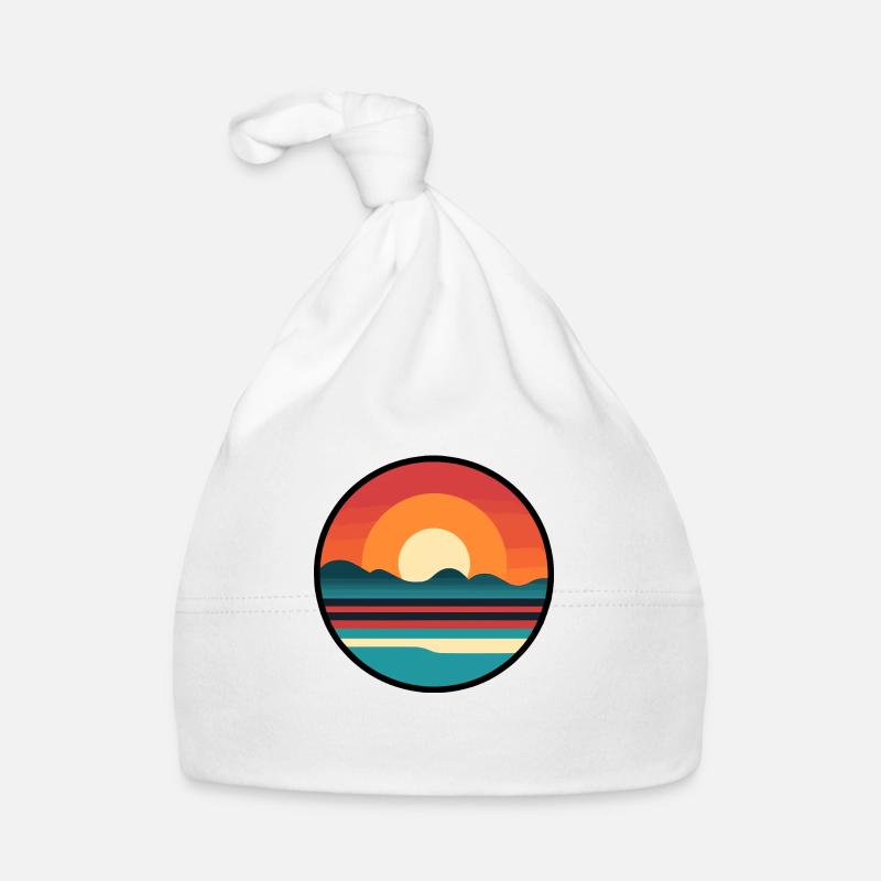 Coucher de soleil - Bonnet bio Bébé - blanc