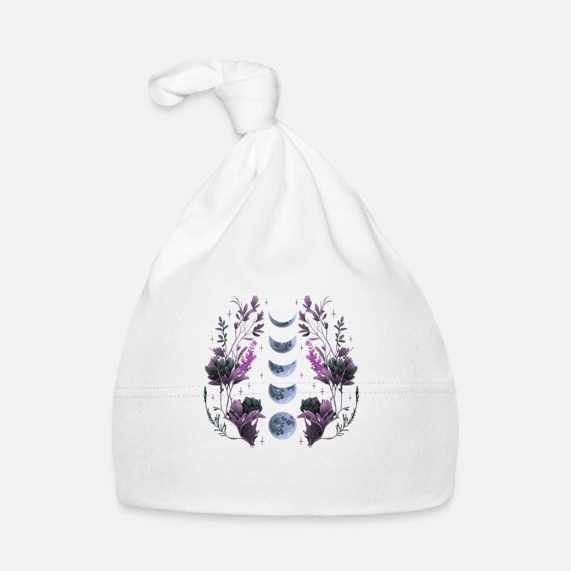 Phases de la Lune Noire - Bonnet bio Bébé - blanc
