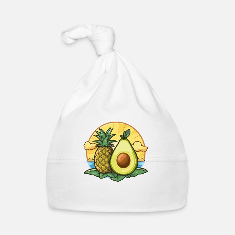 Avocado Pineapple summer - Organic Baby Cap - white