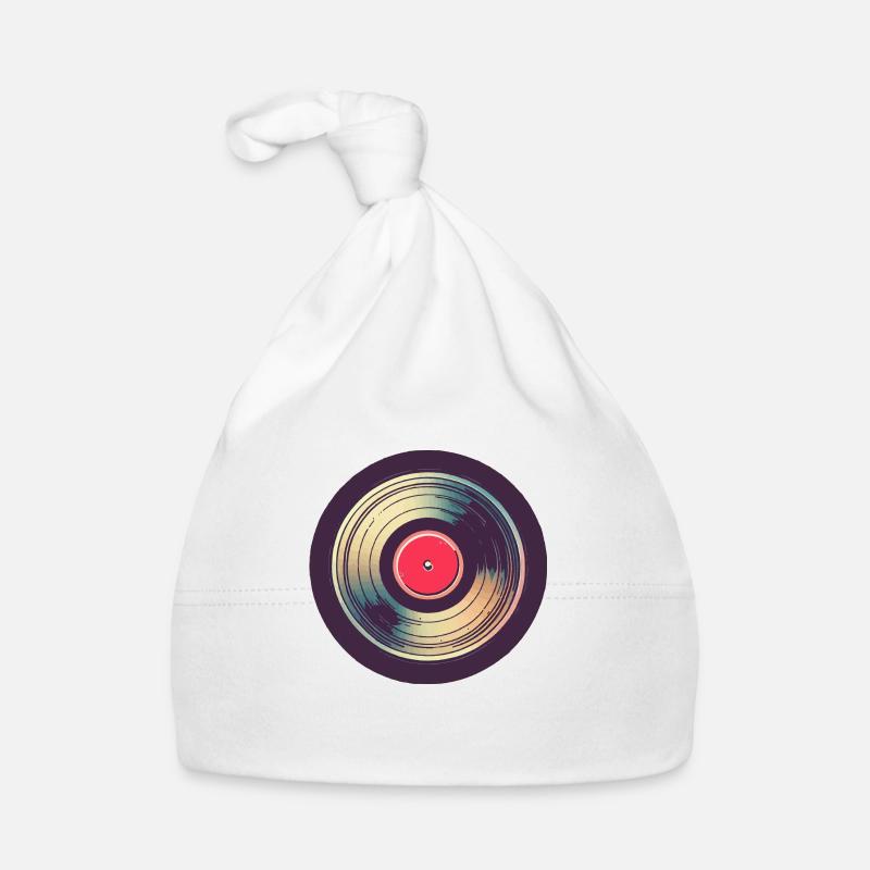 Retro Vinyl Record - Organic Baby Cap - white