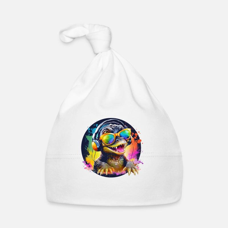 Cool Baby Crocodile with Headset Gift DJ Crocodile Organic Baby Cap