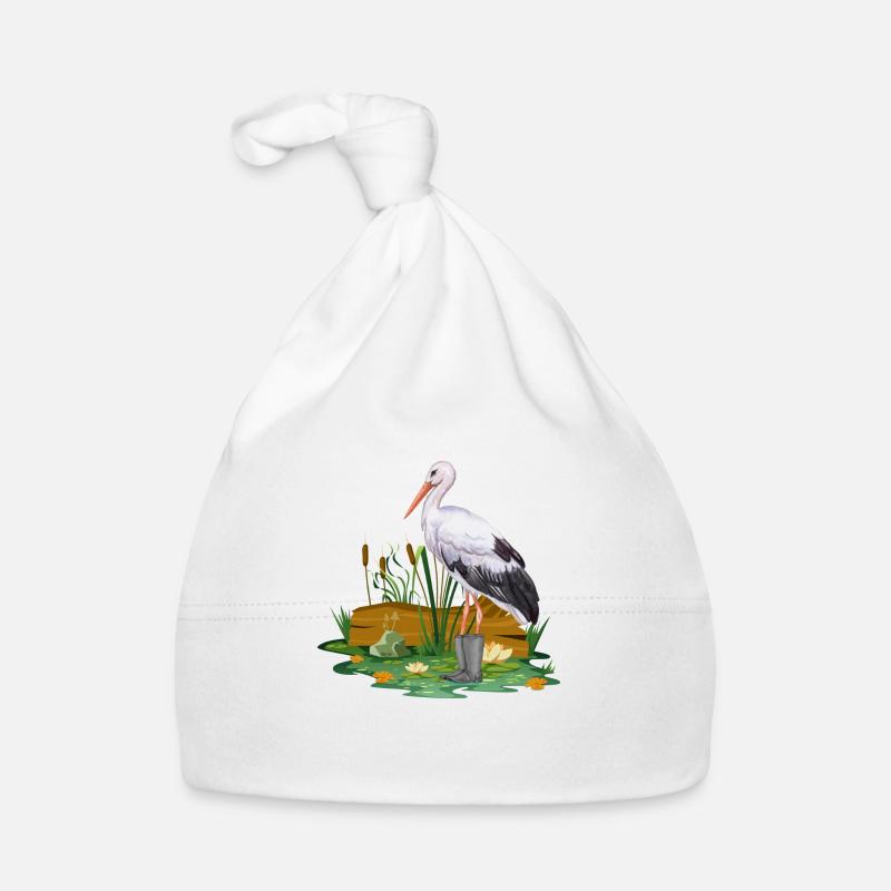 Stork in rubber boots Organic Baby Cap