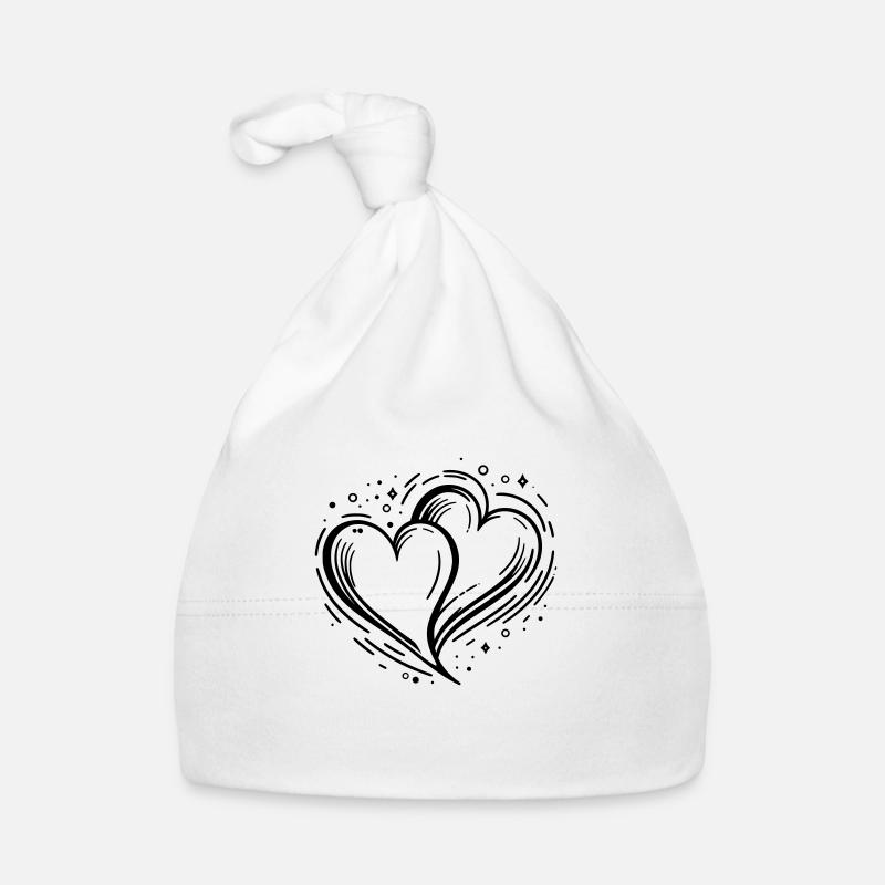 Two Glitter Hearts Organic Baby Cap