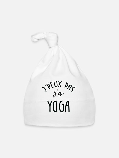 J'peux pas J'ai Yoga - Bonnet bio Bébé - blanc - Devant
