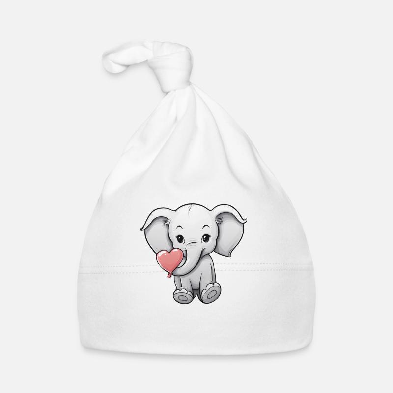 Éléphant avec du cœur Bonnet bio Bébé