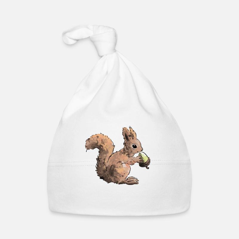 Colorful squirrel with a nut Organic Baby Cap