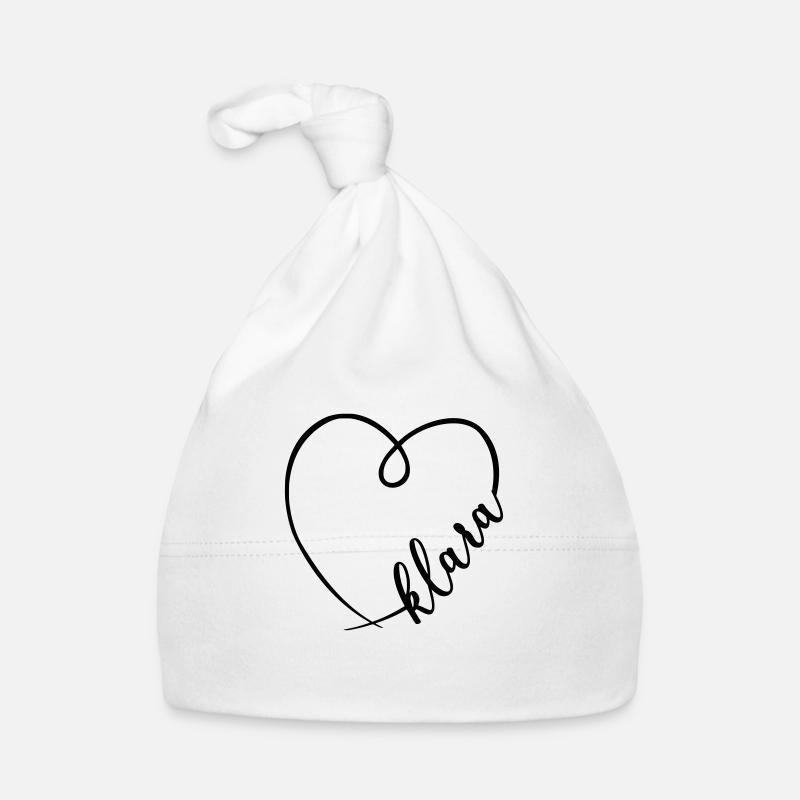 Klara Name Kalligrafie Herz Baby Bio-Mütze