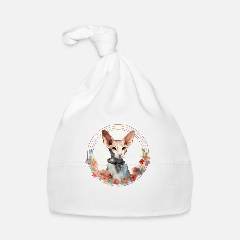 Cornish Rex Cat Boho Style, Love cats Organic Baby Cap