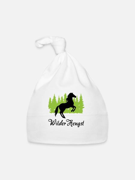 "Wilder Hengst: Kraft und Freiheit vereint" - Baby Bio-Mütze - Weiß - Vorne