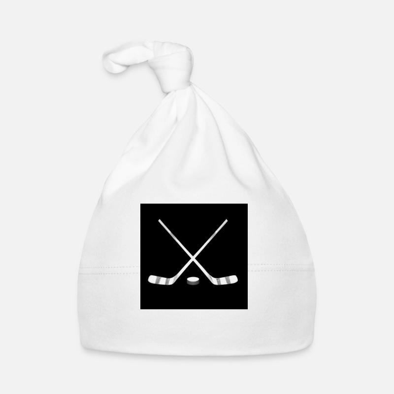 Hockeyschläger mit Puck - Baby Bio-Mütze - Weiß