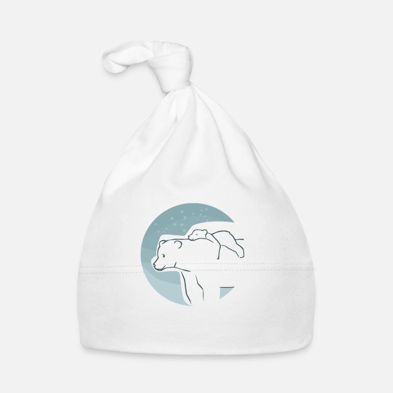 Eisbär mit Jungem Baby Bio-Mütze