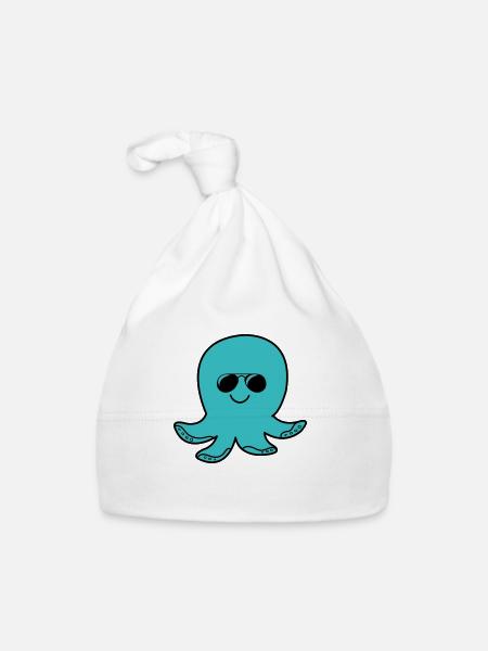 Poulpe Cool - Bonnet bio Bébé - blanc - Devant
