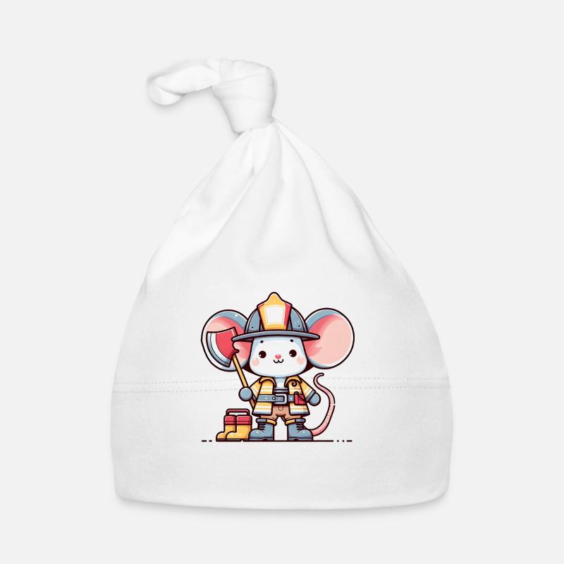 Cute Mouse Firefighter Baby Bio-Mütze
