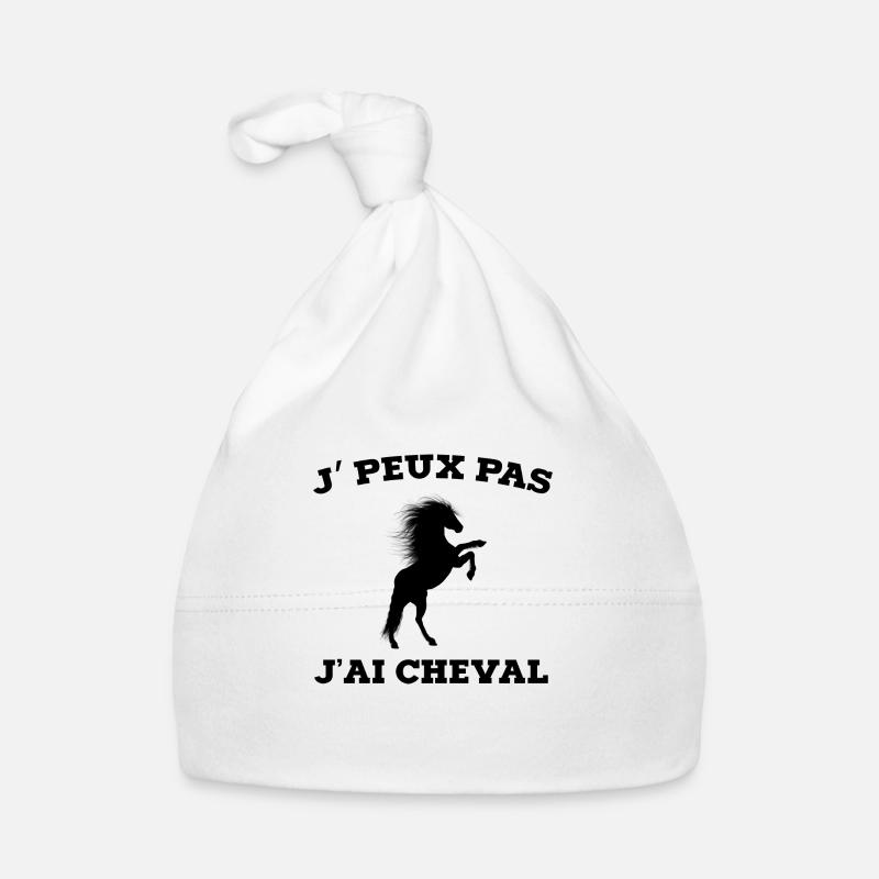 je peux pas j ai cheval - Bonnet bio Bébé - blanc